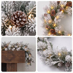 Christabelle 61cm Alpine Snow Wreath Pre-lit 2.74m Alpine Snow Christmas Garland