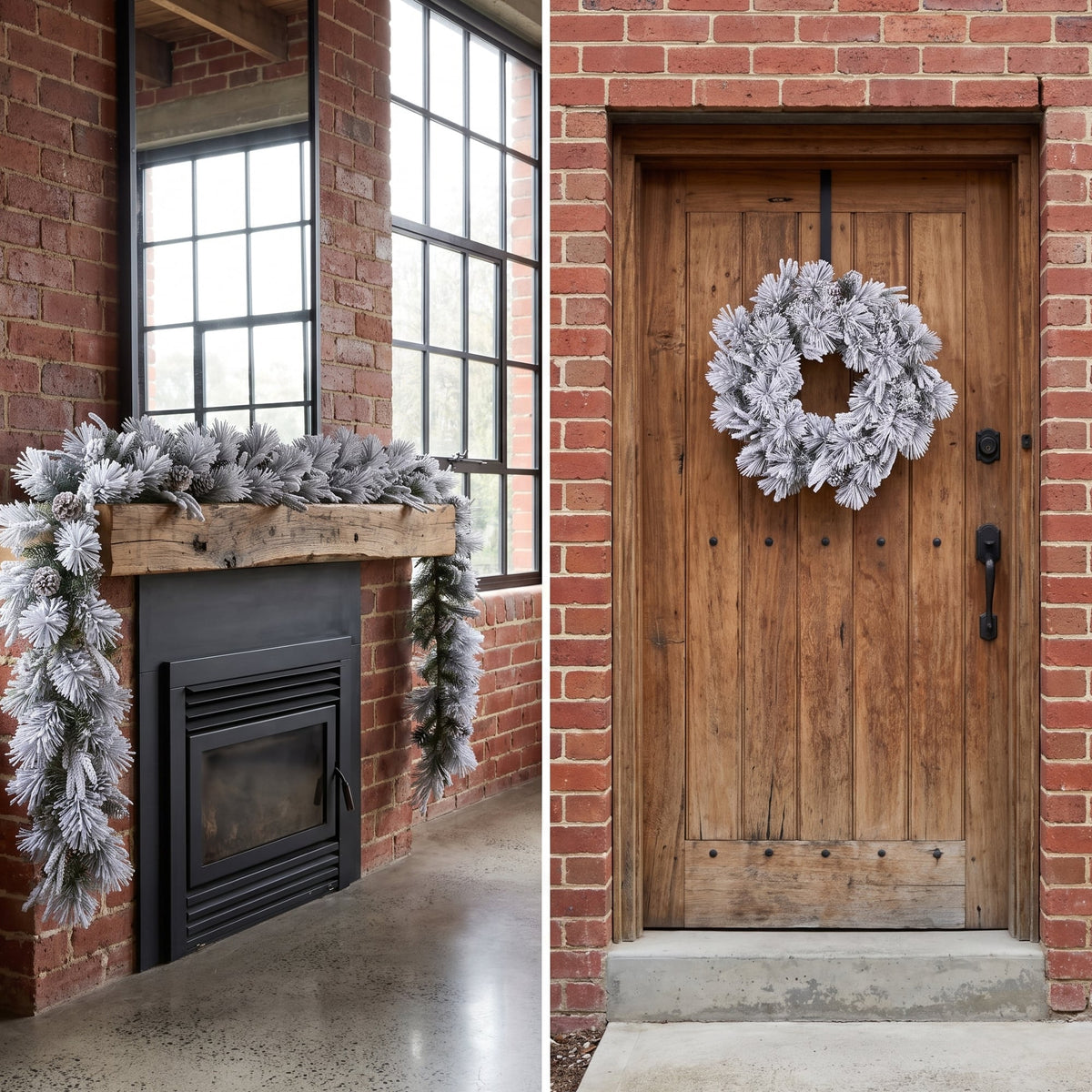 Christabelle 61cm Alpine Snow Wreath Pre-lit 2.74m Alpine Snow Christmas Garland