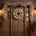 Christabelle 61cm Alpine Snow Wreath Pre-lit 2.74m Alpine Snow Christmas Garland