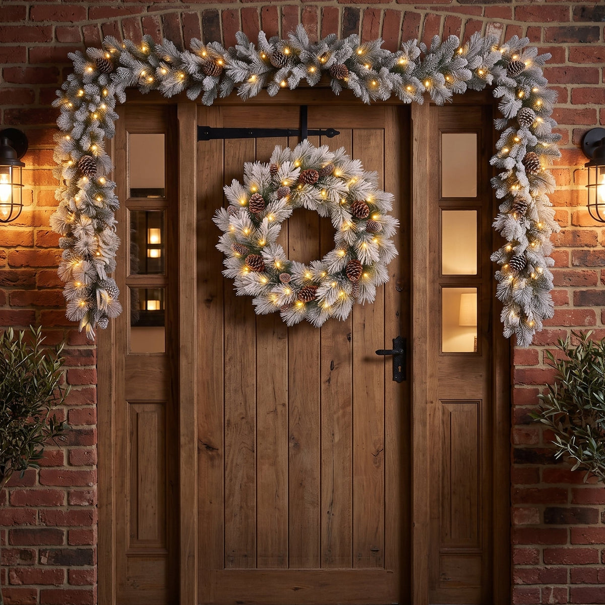 Christabelle 61cm Alpine Snow Wreath Pre-lit 2.74m Alpine Snow Christmas Garland