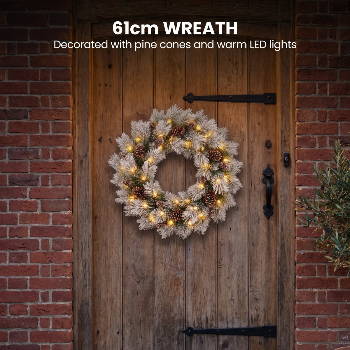 Christabelle 61cm Alpine Snow Wreath Pre-lit 2.74m Alpine Snow Christmas Garland