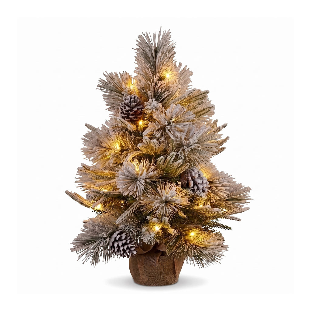 Christabelle 2ft Alpine Snow Potted Tree 61cm Alpine Snow Wreath 2.74m Alpine Snow Garland Pre-lit Holiday Decoration