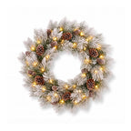 Christabelle 2ft Alpine Snow Potted Tree 61cm Alpine Snow Wreath 2.74m Alpine Snow Garland Pre-lit Holiday Decoration