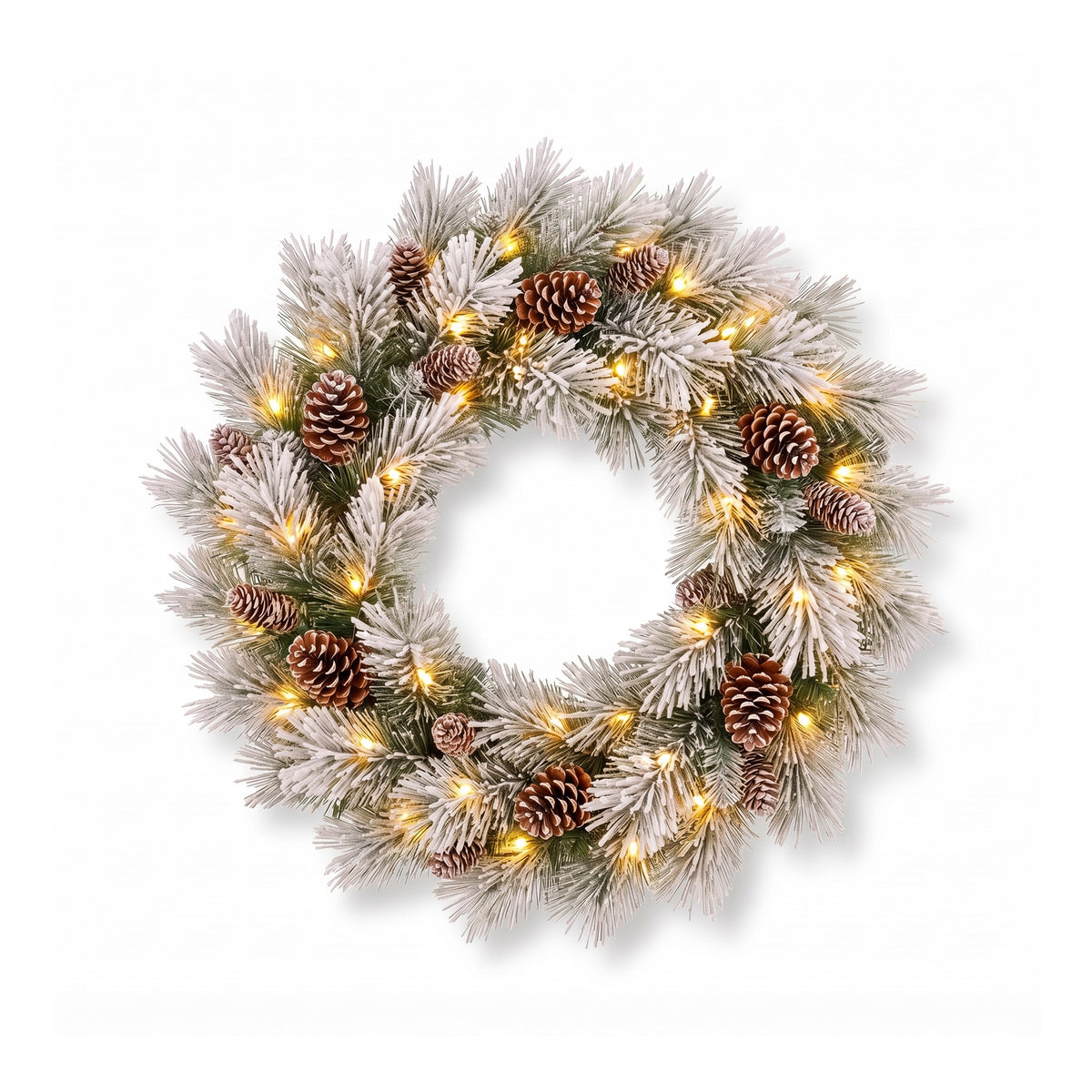 Christabelle 2ft Alpine Snow Potted Tree 61cm Alpine Snow Wreath 2.74m Alpine Snow Garland Pre-lit Holiday Decoration