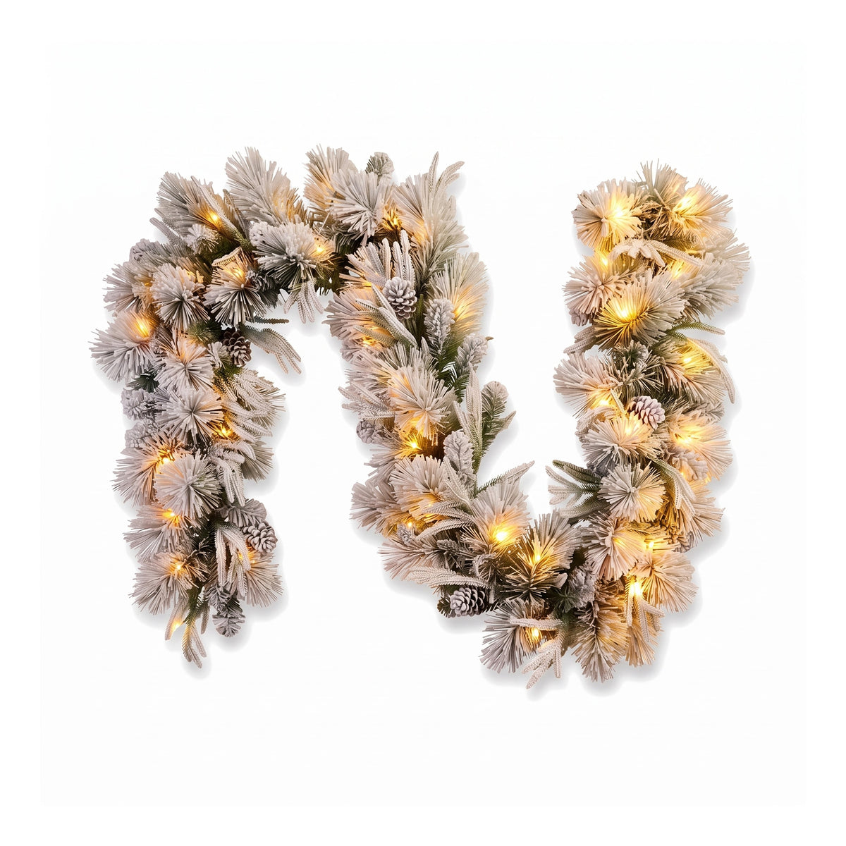 Christabelle 2ft Alpine Snow Potted Tree 61cm Alpine Snow Wreath 2.74m Alpine Snow Garland Pre-lit Holiday Decoration