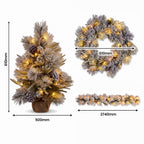 Christabelle 2ft Alpine Snow Potted Tree 61cm Alpine Snow Wreath 2.74m Alpine Snow Garland Pre-lit Holiday Decoration