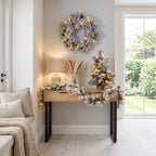Christabelle 2ft Alpine Snow Potted Tree 61cm Alpine Snow Wreath 2.74m Alpine Snow Garland Pre-lit Holiday Decoration