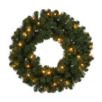 Christabelle Pre-Lit Highland Pine Wreath 61cm and Garland 2.74m Warm White LED Battery Timer Decoration