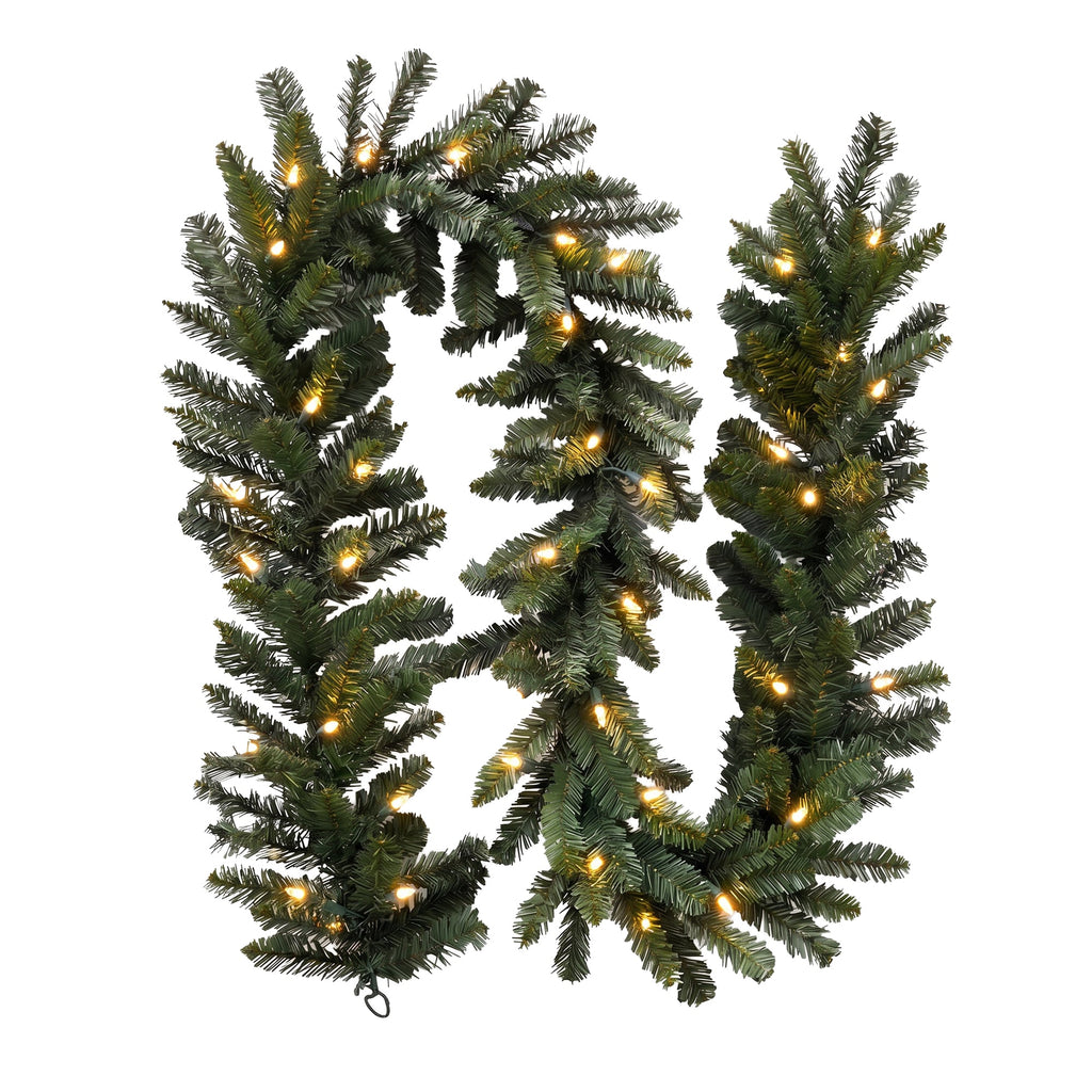 Christabelle Pre-Lit Highland Pine Wreath 61cm and Garland 2.74m Warm White LED Battery Timer Decoration
