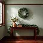 Christabelle Pre-Lit Highland Pine Wreath 61cm and Garland 2.74m Warm White LED Battery Timer Decoration