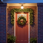 Christabelle Pre-Lit Highland Pine Wreath 61cm and Garland 2.74m Warm White LED Battery Timer Decoration