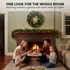 Christabelle Pre-Lit Highland Pine Wreath 61cm and Garland 2.74m Warm White LED Battery Timer Decoration