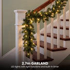 Christabelle Pre-Lit Highland Pine Wreath 61cm and Garland 2.74m Warm White LED Battery Timer Decoration