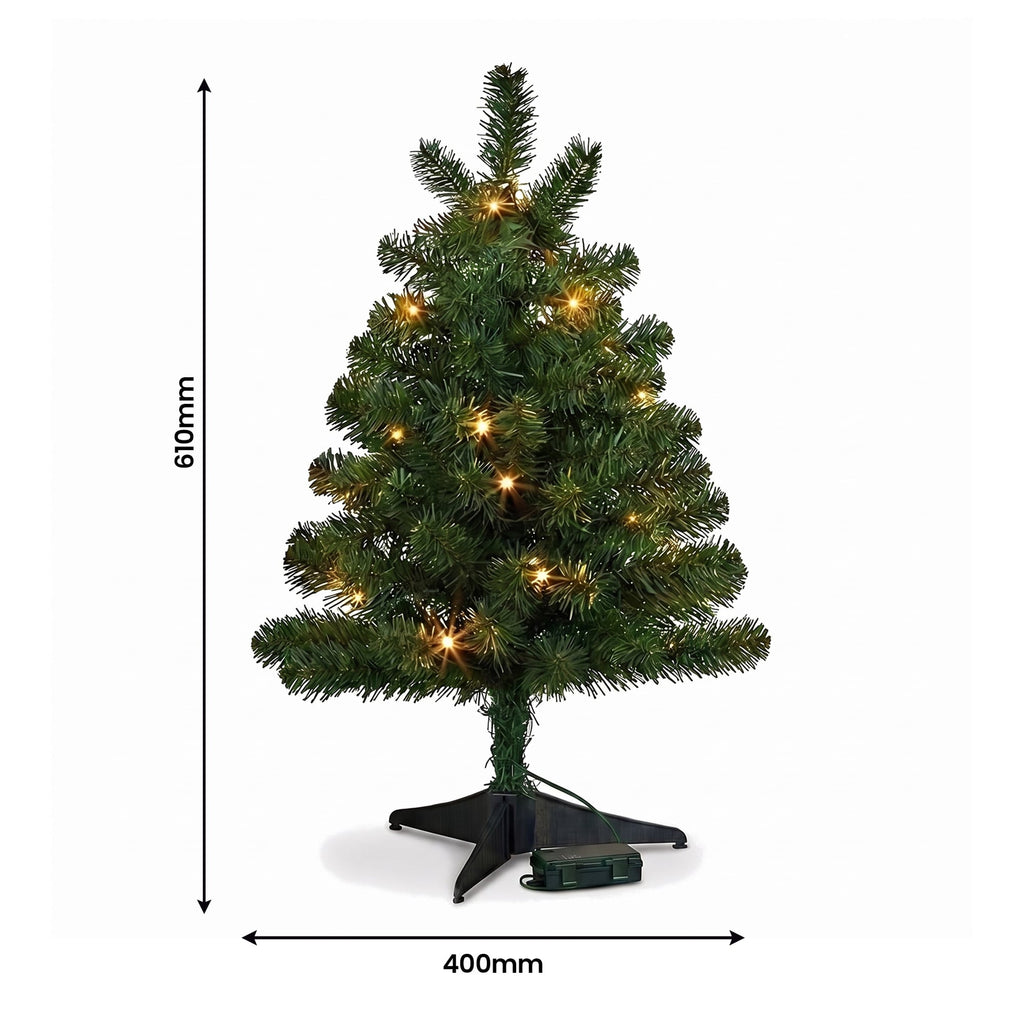 Christabelle Highland Pine Christmas 3pc Set 61cm Tabletop Tree Wreath and Garland with LED Lights Holiday Decor