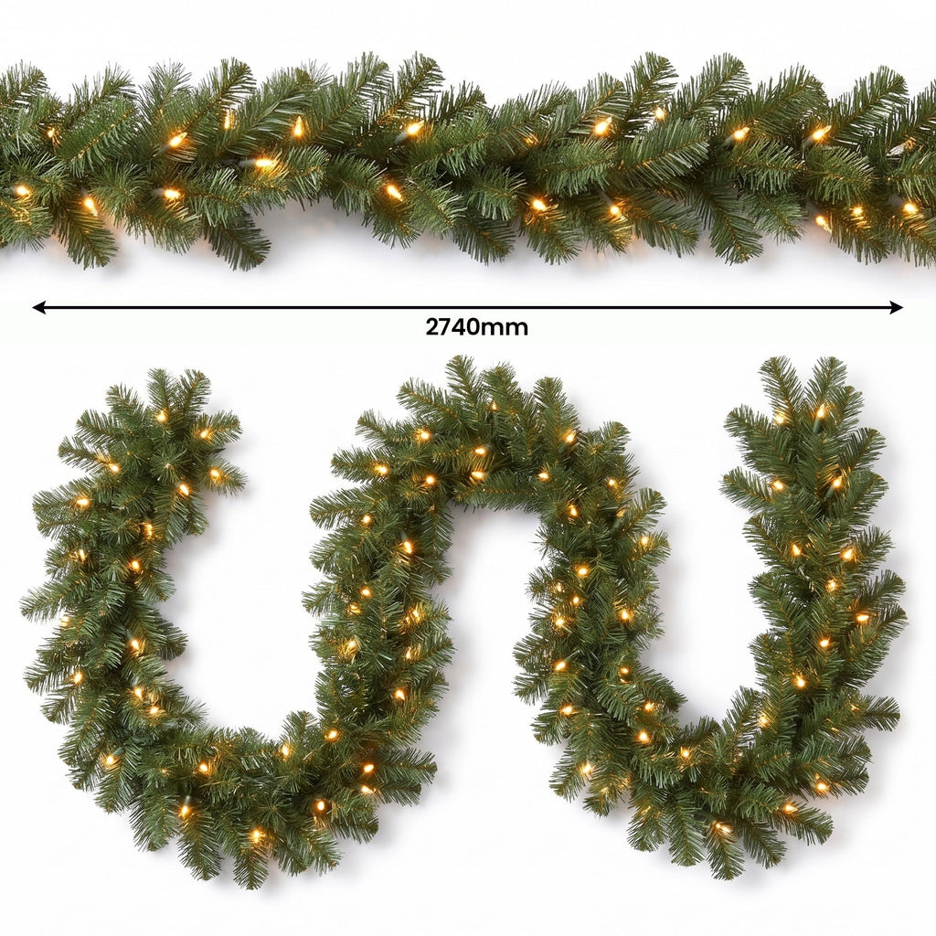 Christabelle Highland Pine Christmas 3pc Set 61cm Tabletop Tree Wreath and Garland with LED Lights Holiday Decor
