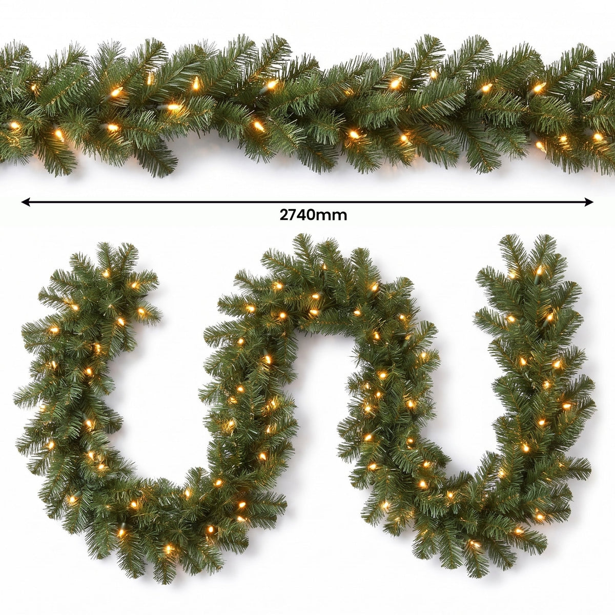 Christabelle Highland Pine Christmas 3pc Set 61cm Tabletop Tree Wreath and Garland with LED Lights Holiday Decor
