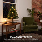 Christabelle Highland Pine Christmas 3pc Set 61cm Tabletop Tree Wreath and Garland with LED Lights Holiday Decor