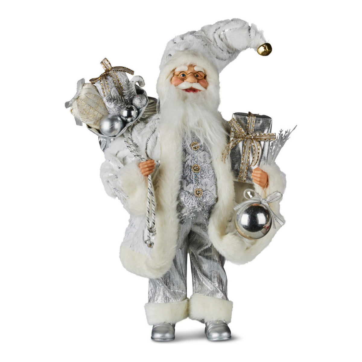 White & Silver Santa Claus 46cm