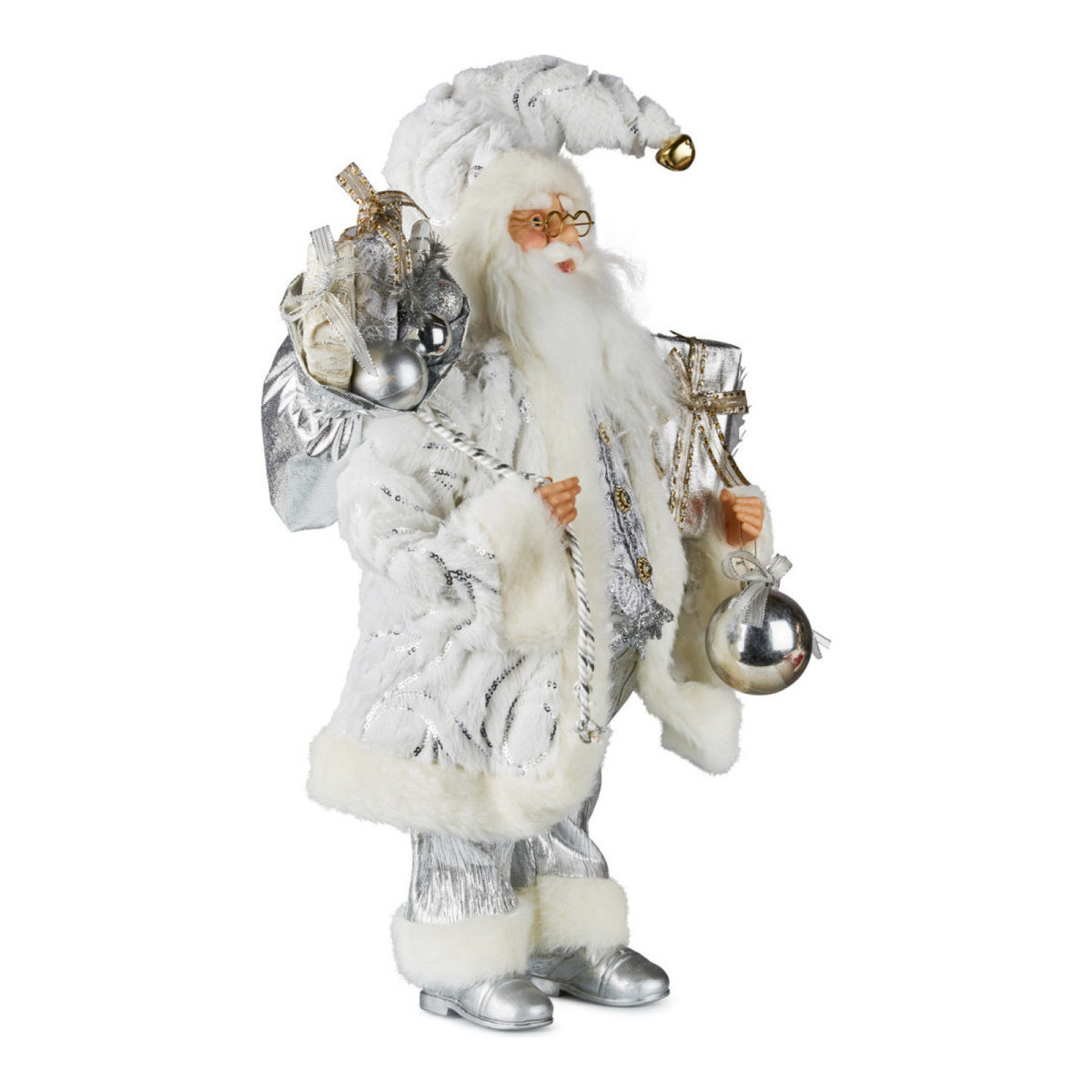 White & Silver Santa Claus 46cm