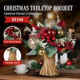 33cm Festive Floral Bouquet Tabletop Christmas Decoration