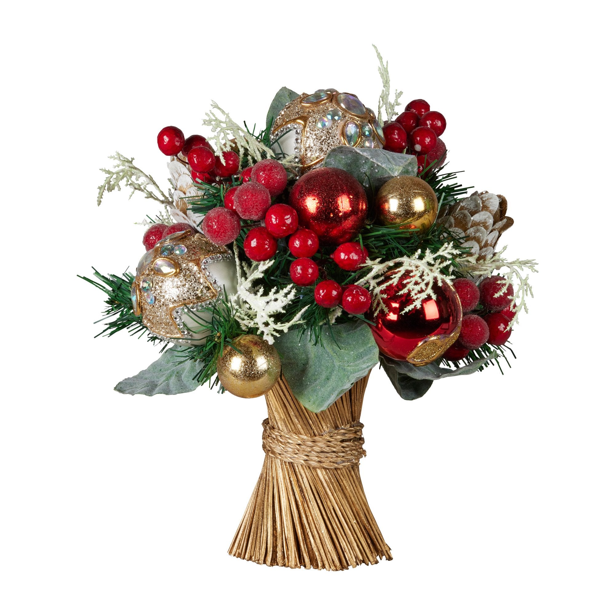 33cm Festive Floral Bouquet Tabletop Christmas Decoration