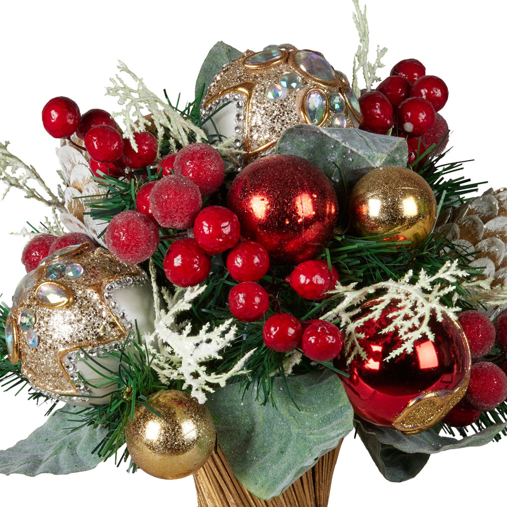 33cm Festive Floral Bouquet Tabletop Christmas Decoration