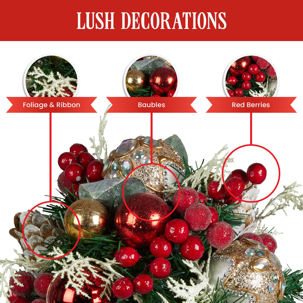 33cm Festive Floral Bouquet Tabletop Christmas Decoration