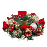 26cm Christmas Festive Floral Centrepiece with Hurricane Glass Candle Holder