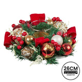 26cm Christmas Festive Floral Centrepiece with Hurricane Glass Candle Holder