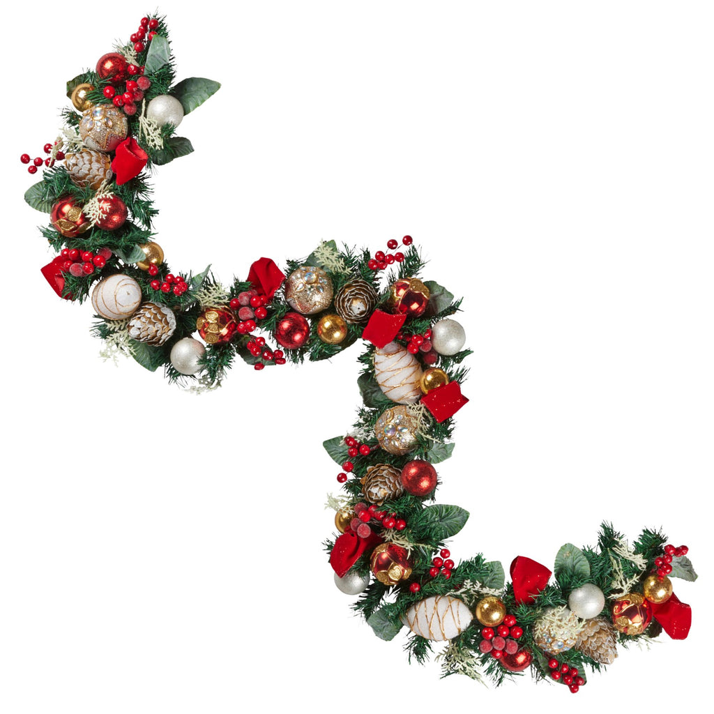 185cm Festive Floral Christmas Garland
