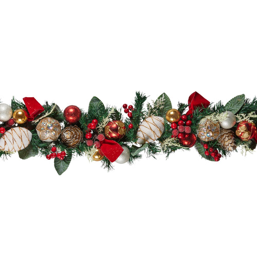 185cm Festive Floral Christmas Garland