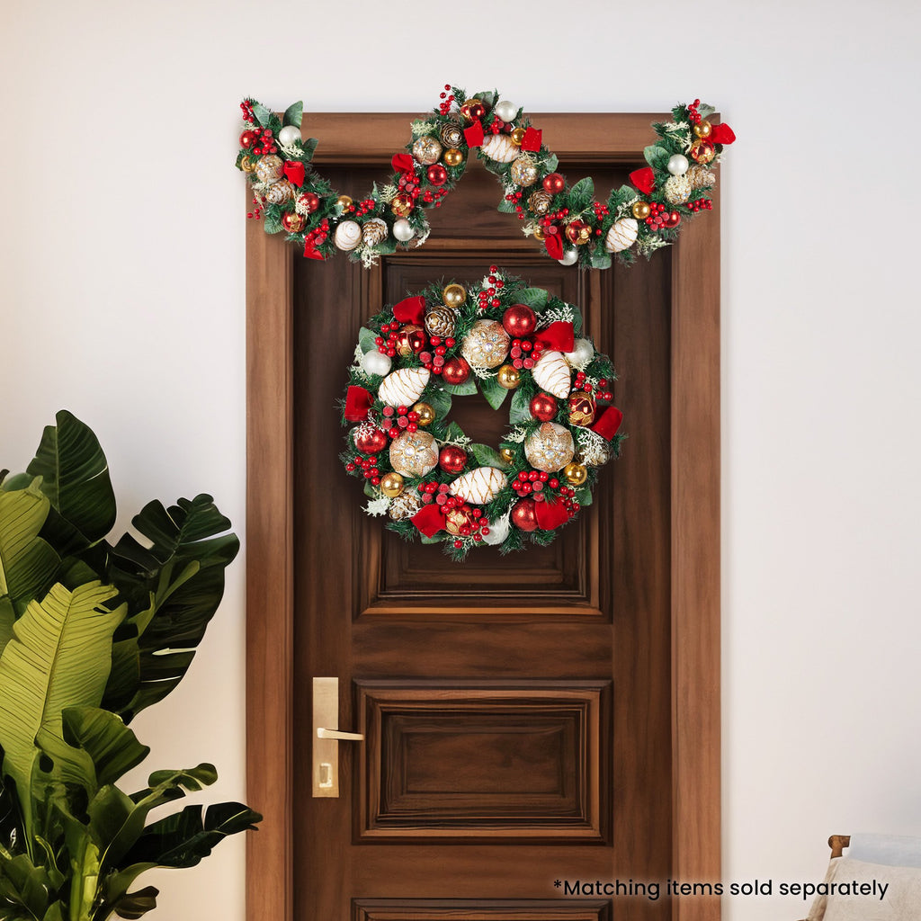 185cm Festive Floral Christmas Garland