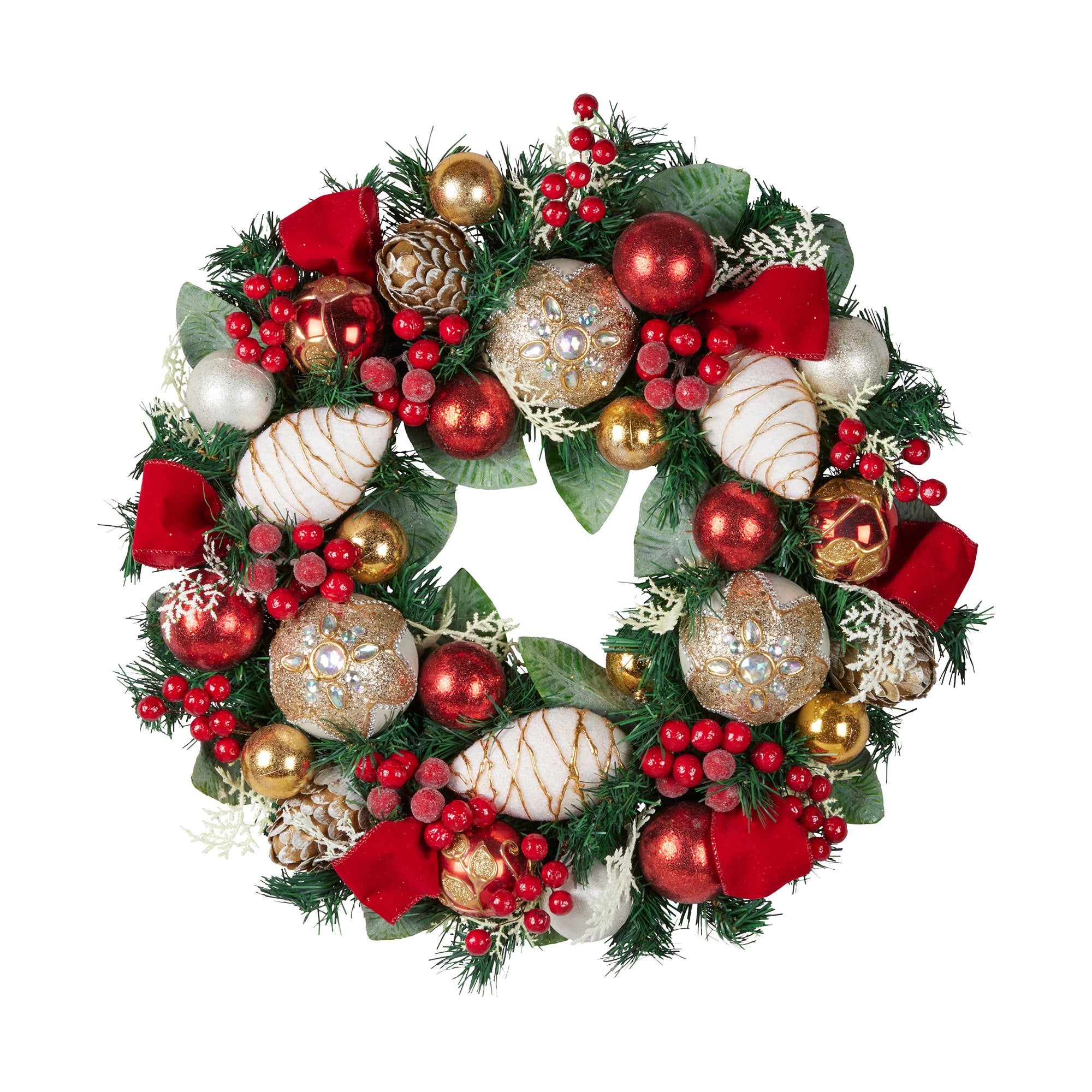 56cm Festive Floral Christmas Wreath