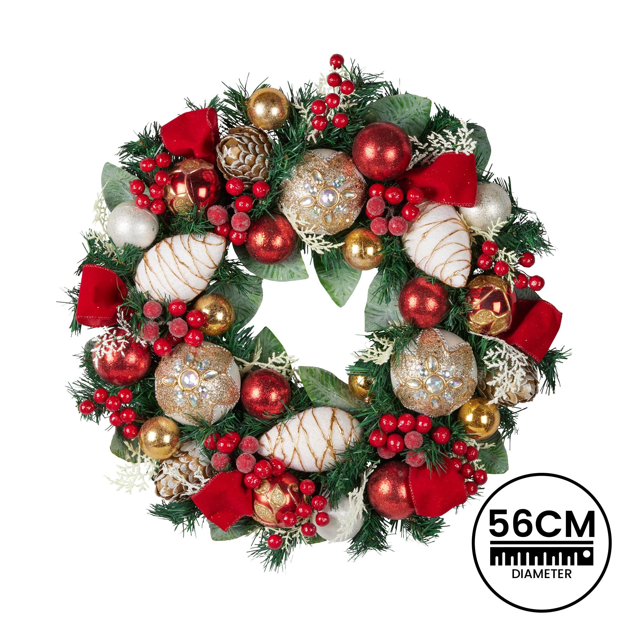 56cm Festive Floral Christmas Wreath