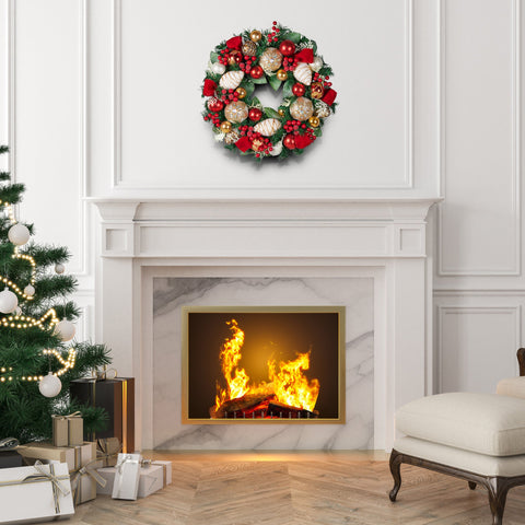 56cm Festive Floral Christmas Wreath