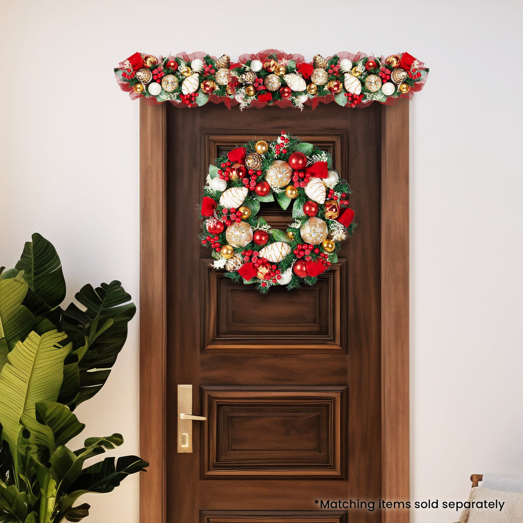 56cm Festive Floral Christmas Wreath
