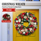 71cm Festive Floral Large Christmas Wreath