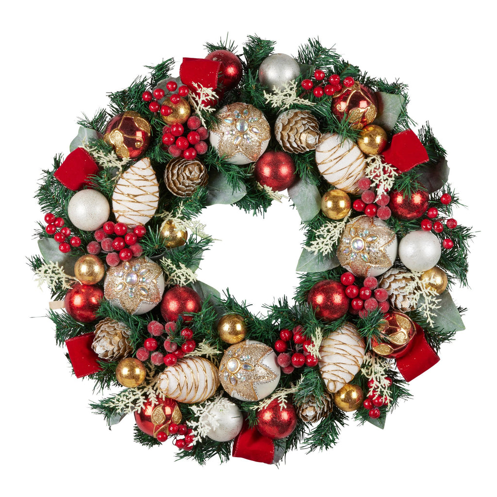 71cm Festive Floral Large Christmas Wreath