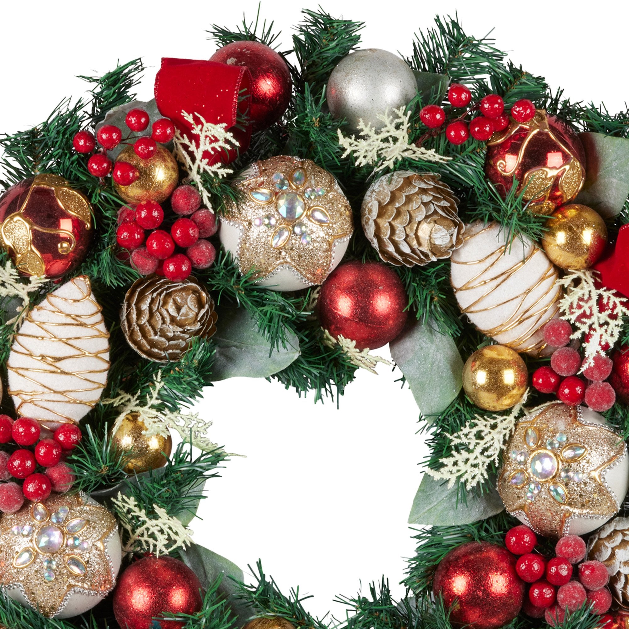 71cm Festive Floral Large Christmas Wreath