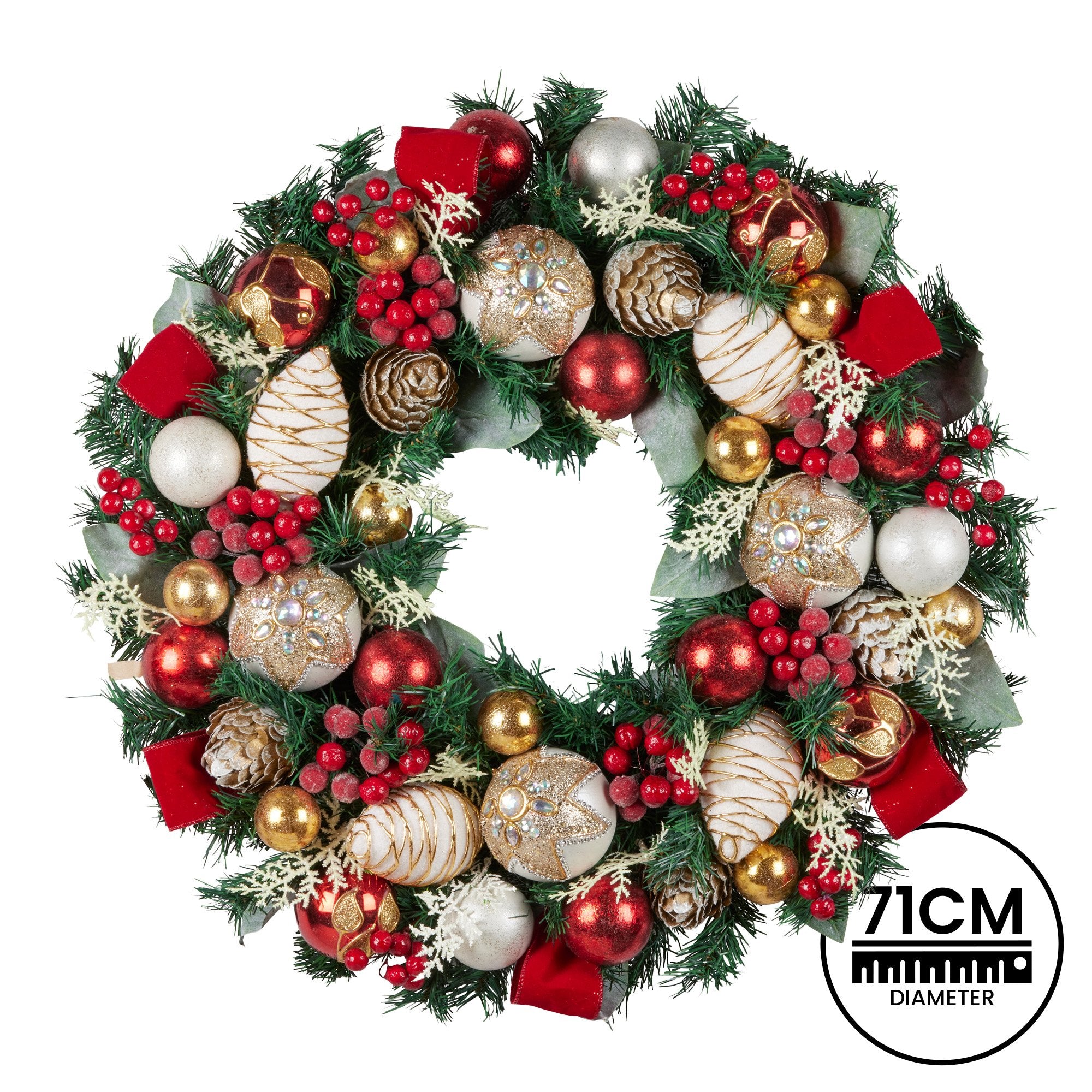 71cm Festive Floral Large Christmas Wreath