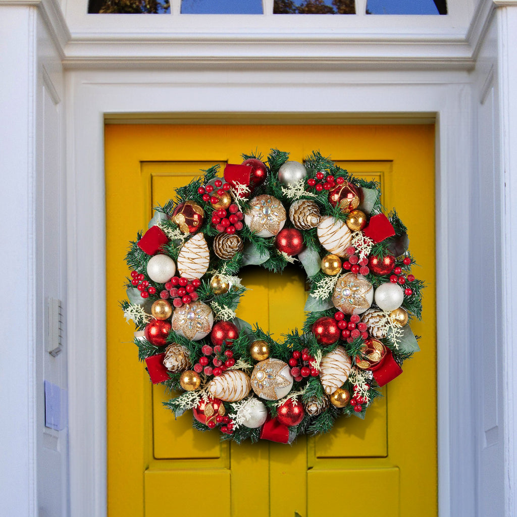 71cm Festive Floral Large Christmas Wreath