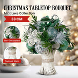 33cm Mint Luxe Bouquet Tabletop Christmas Decoration