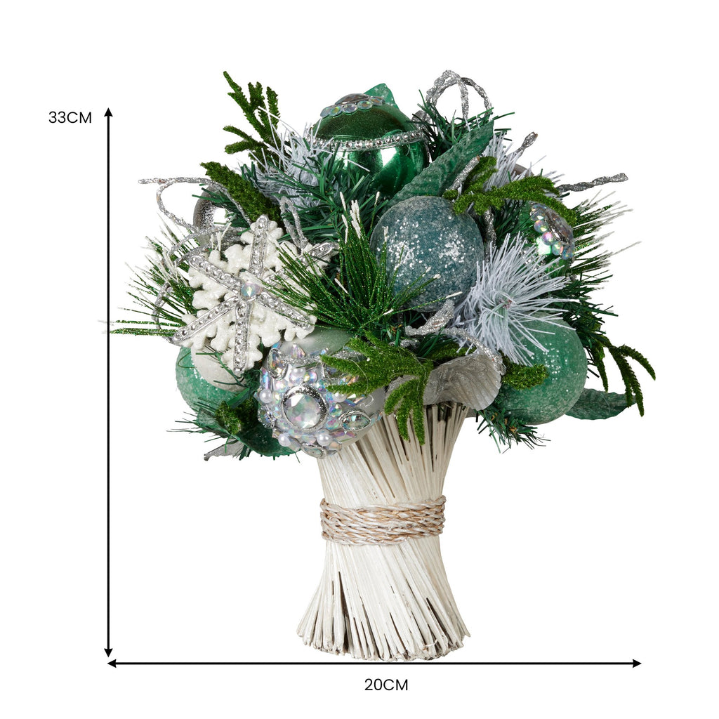 33cm Mint Luxe Bouquet Tabletop Christmas Decoration