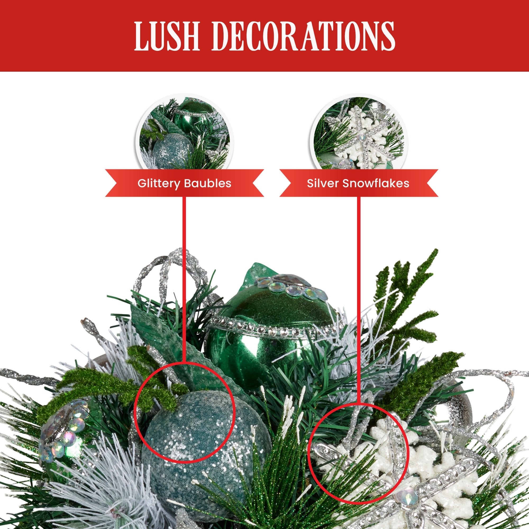 33cm Mint Luxe Bouquet Tabletop Christmas Decoration