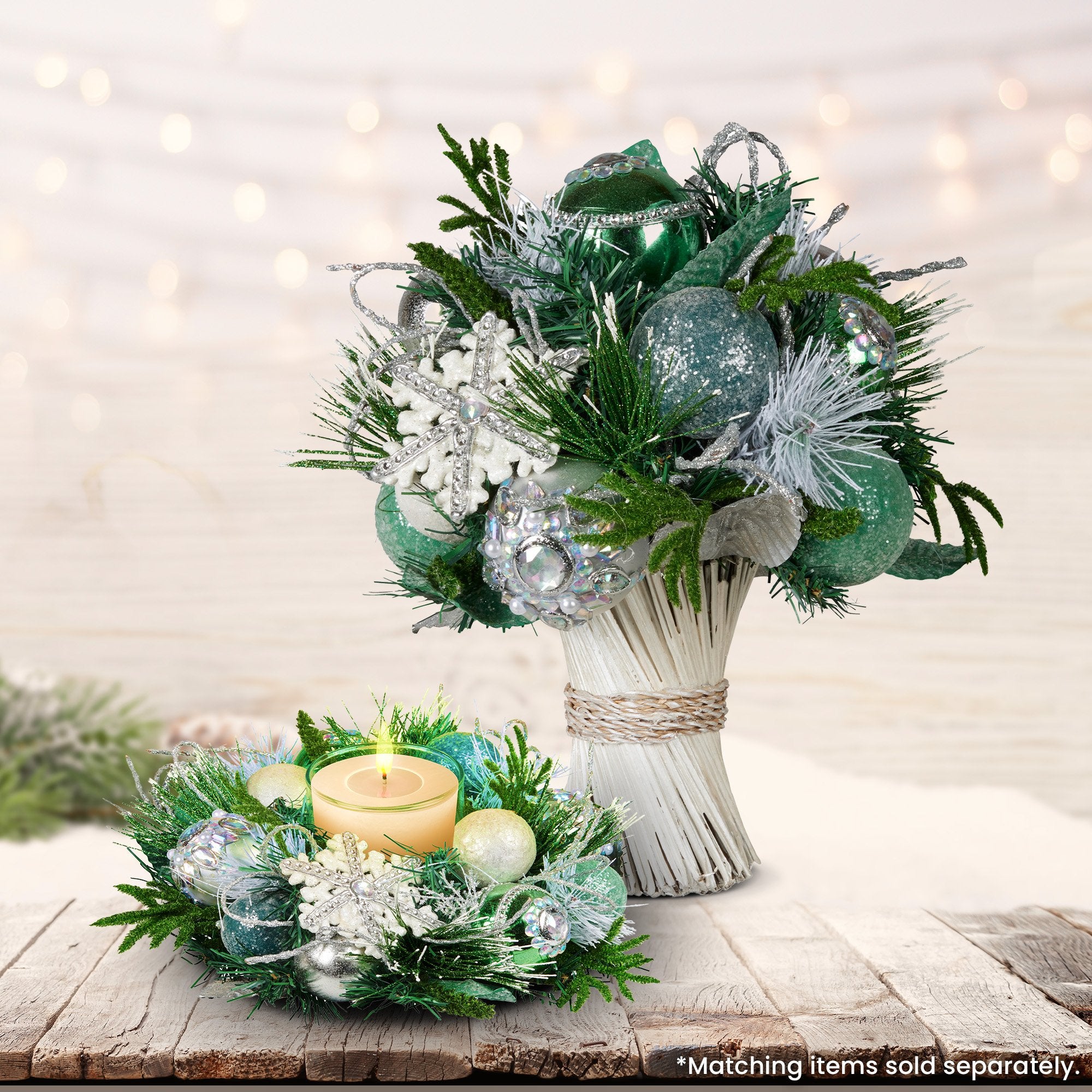33cm Mint Luxe Bouquet Tabletop Christmas Decoration