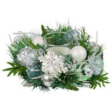 26cm Christmas Mint Luxe Centrepiece with Hurricane Glass Candle Holder