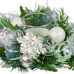26cm Christmas Mint Luxe Centrepiece with Hurricane Glass Candle Holder