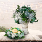 26cm Christmas Mint Luxe Centrepiece with Hurricane Glass Candle Holder