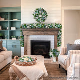26cm Christmas Mint Luxe Centrepiece with Hurricane Glass Candle Holder