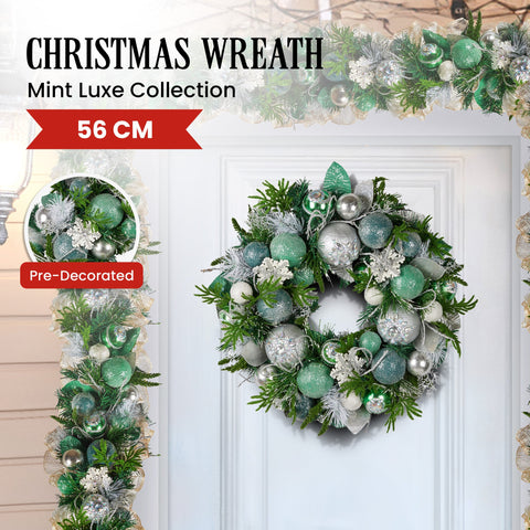 56cm Mint Luxe Christmas Wreath